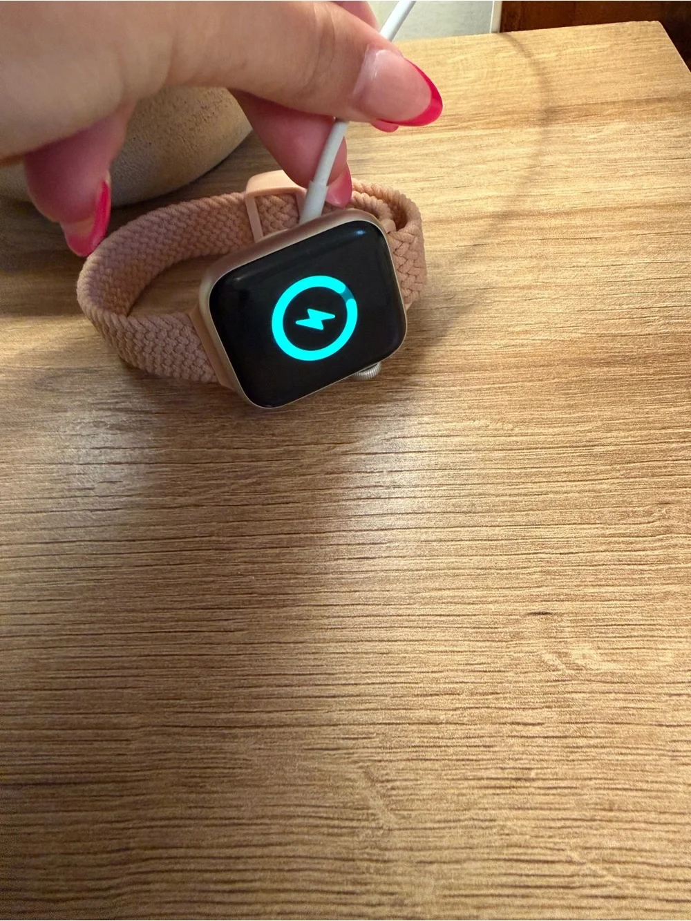 Apple Watch with Pink Braided Solace band - Pink